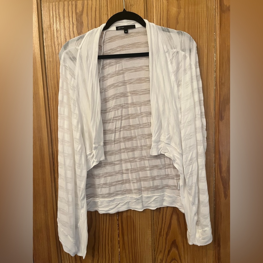 Gibson White Striped Cardigan
